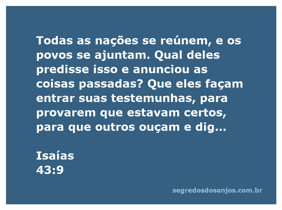Ilustração da passagem de Isaías 43:9, destacando a reunião das nações e a busca pela verdade.