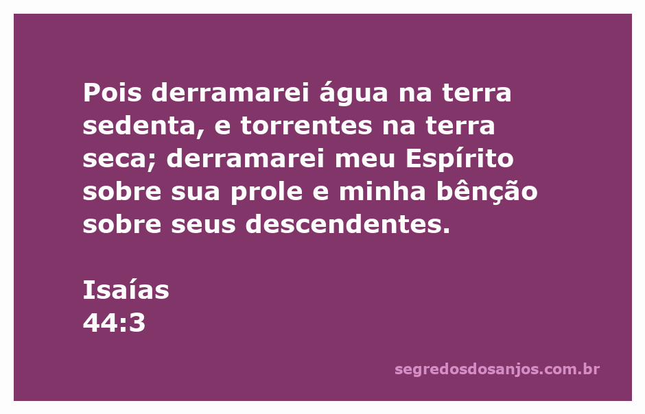 Ilustração de água sendo derramada em solo seco, simbolizando a bênção divina e o Espírito Santo conforme Isaías 44:3.
