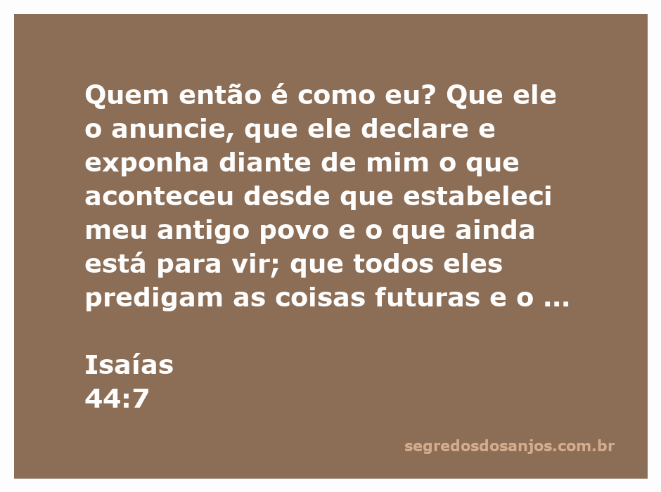 Imagem representativa de Isaías 44:7, destacando a questão da singularidade de Deus e a profecia do futuro.