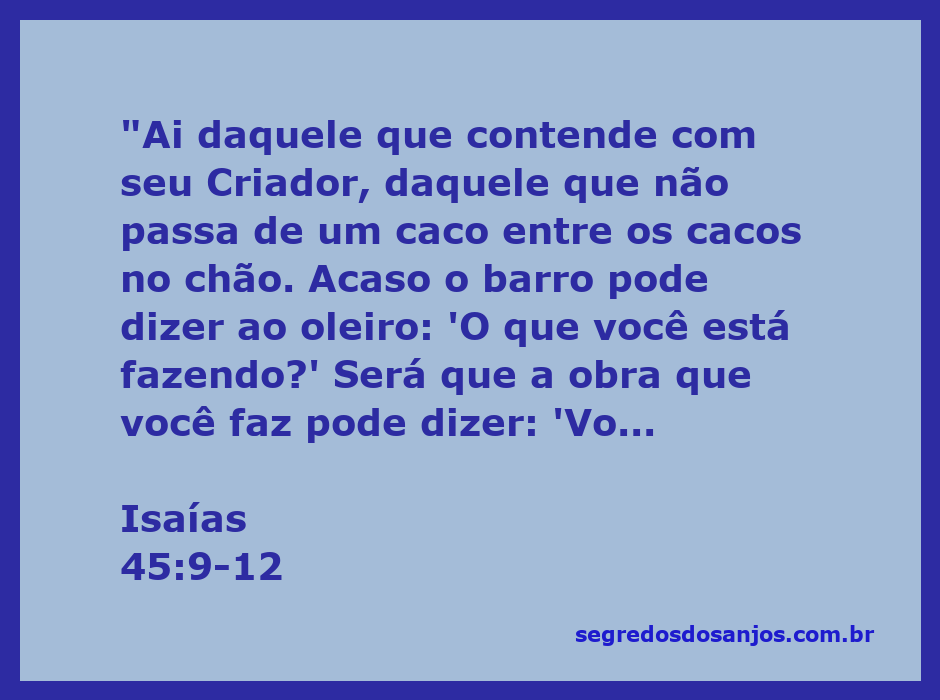 Ilustração de Isaías 45:9-12, representando a relação entre o Criador e a criação, simbolizando o barro e o oleiro.