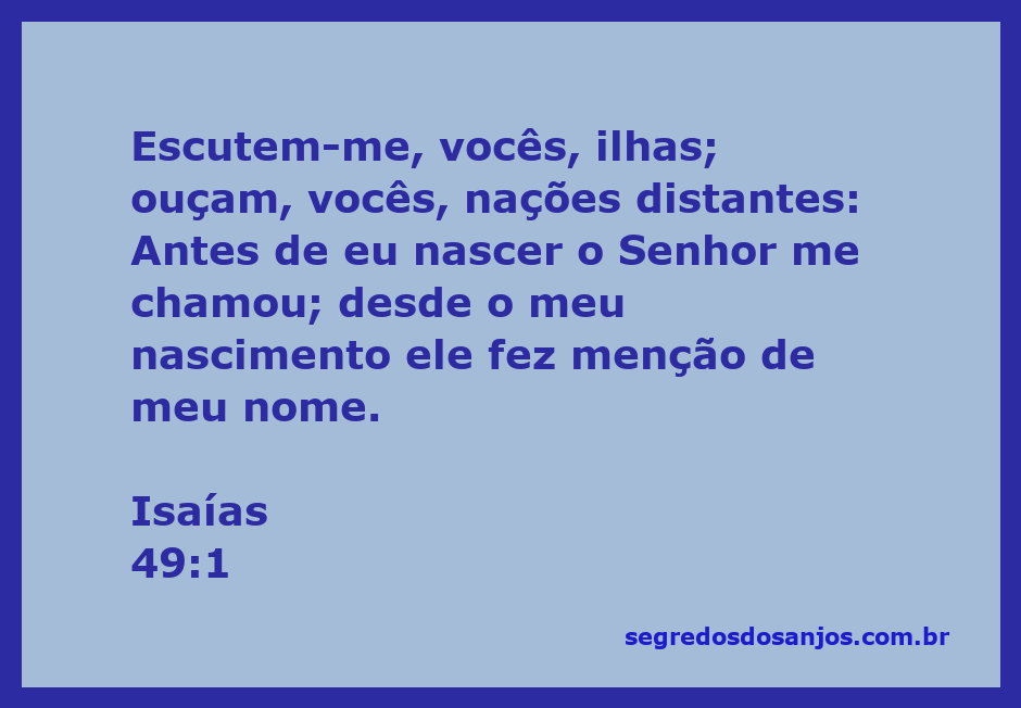 Imagem representativa do versículo Isaías 49:1, enfatizando o chamado divino desde o nascimento.