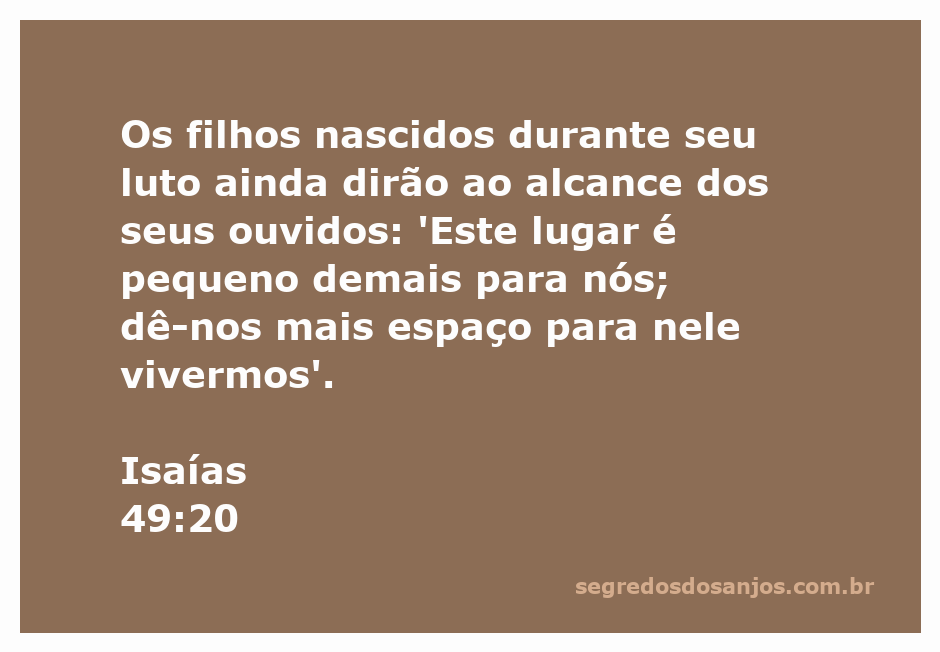 Ilustração de Isaías 49:20 com crianças pedindo mais espaço para viver em um ambiente pequeno.