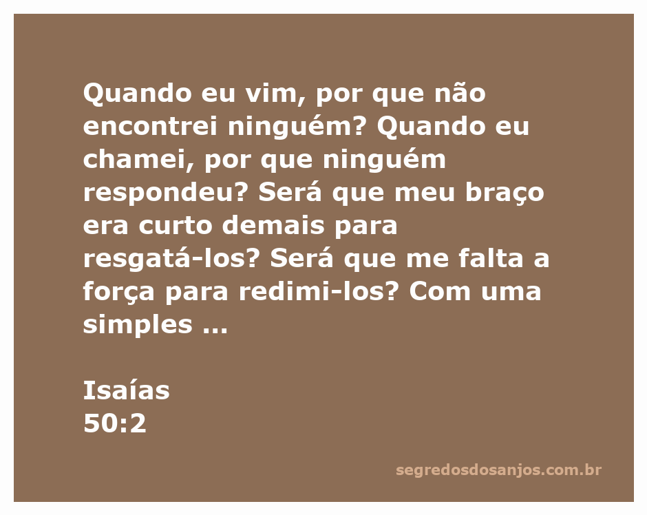 Ilustração de Isaías 50:2, representando a chamada de Deus e a resposta da humanidade.