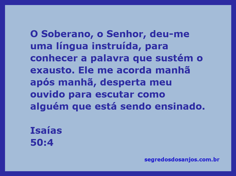 Ilustração do versículo Isaías 50:4, destacando a instrução divina e a escuta atenta