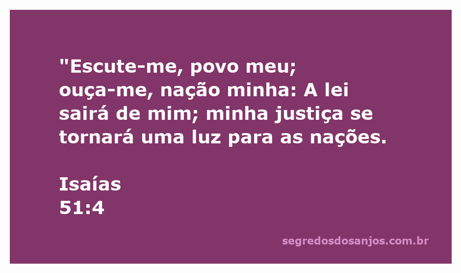 Imagem representativa da passagem de Isaías 51:4, destacando a importância da lei e da justiça.