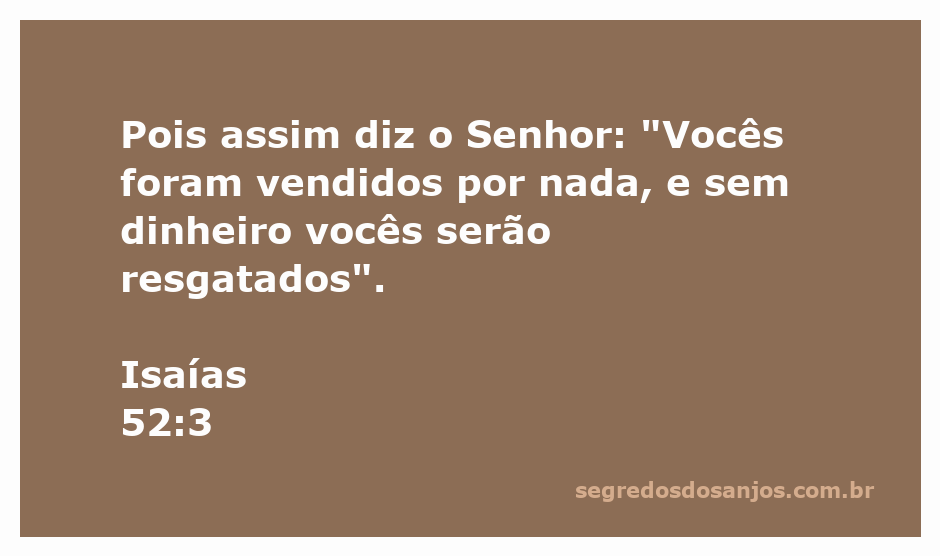 Imagem representando a passagem de Isaías 52:3 sobre resgate e liberdade.