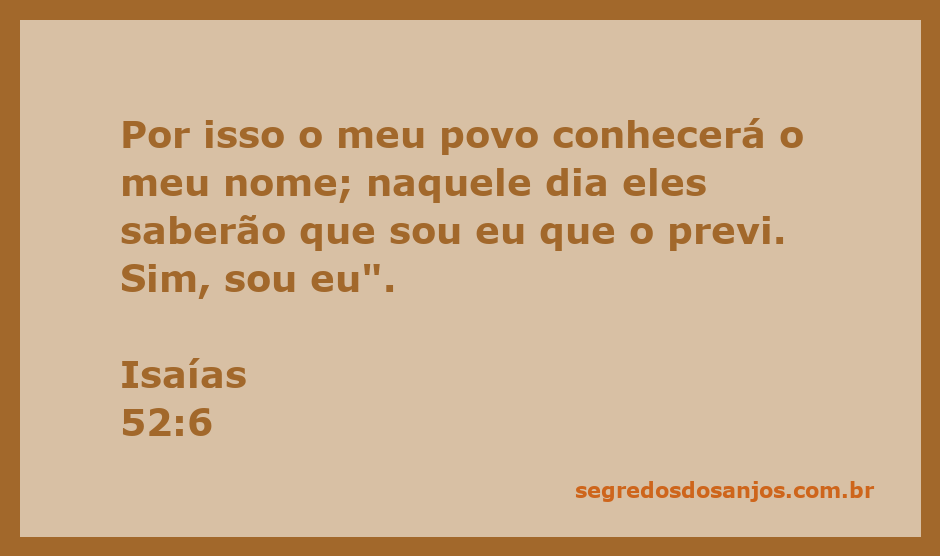 Imagem representativa de Isaías 52:6, destacando a revelação do nome de Deus ao seu povo.
