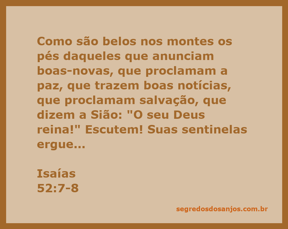 Imagem de montes com pessoas alegres anunciando boas novas, representando Isaías 52:7-8.