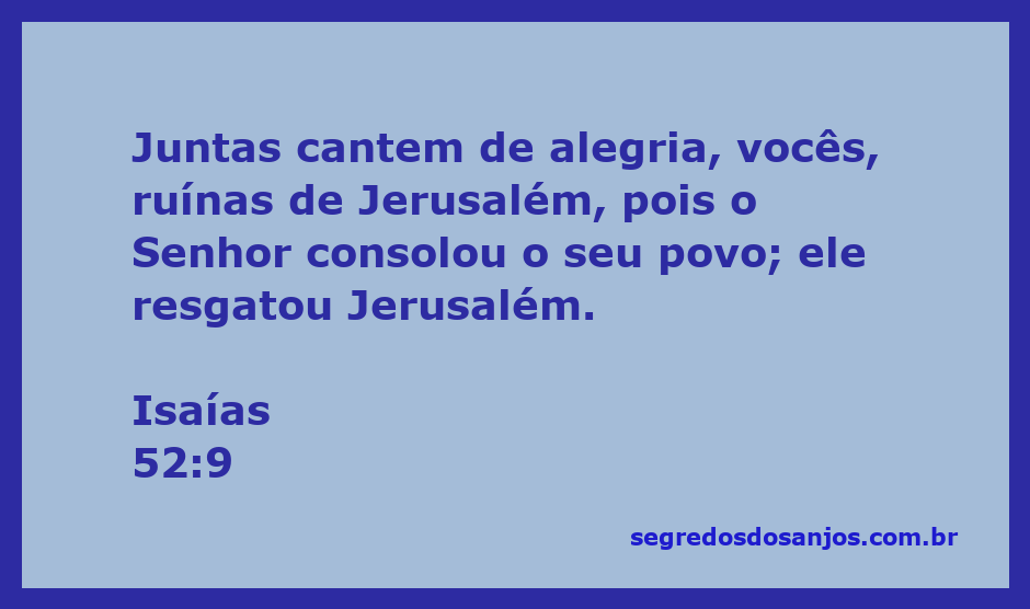 Imagem de ruínas de Jerusalém com pessoas cantando de alegria, simbolizando a consolação do Senhor ao seu povo.