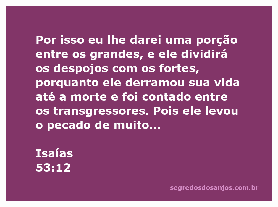 Representação artística de Isaías 53:12, mostrando a figura de um homem intercedendo pelos transgressores e dividindo despojos com os fortes.
