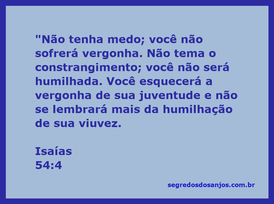 Imagem inspiradora com a citação de Isaías 54:4, transmitindo uma mensagem de esperança e superação.