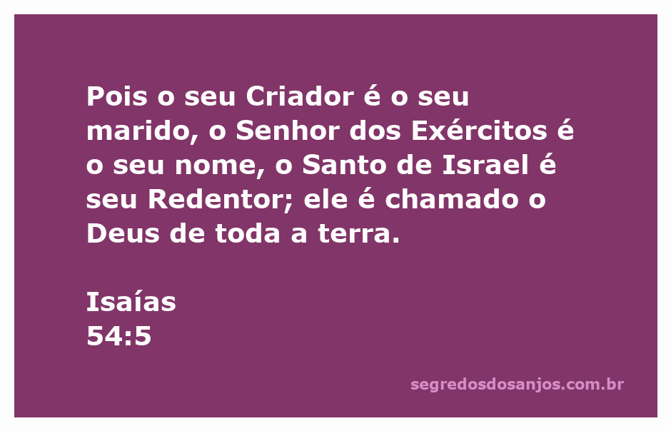 Ilustração do versículo Isaías 54:5, destacando a relação entre o Criador e seu povo.