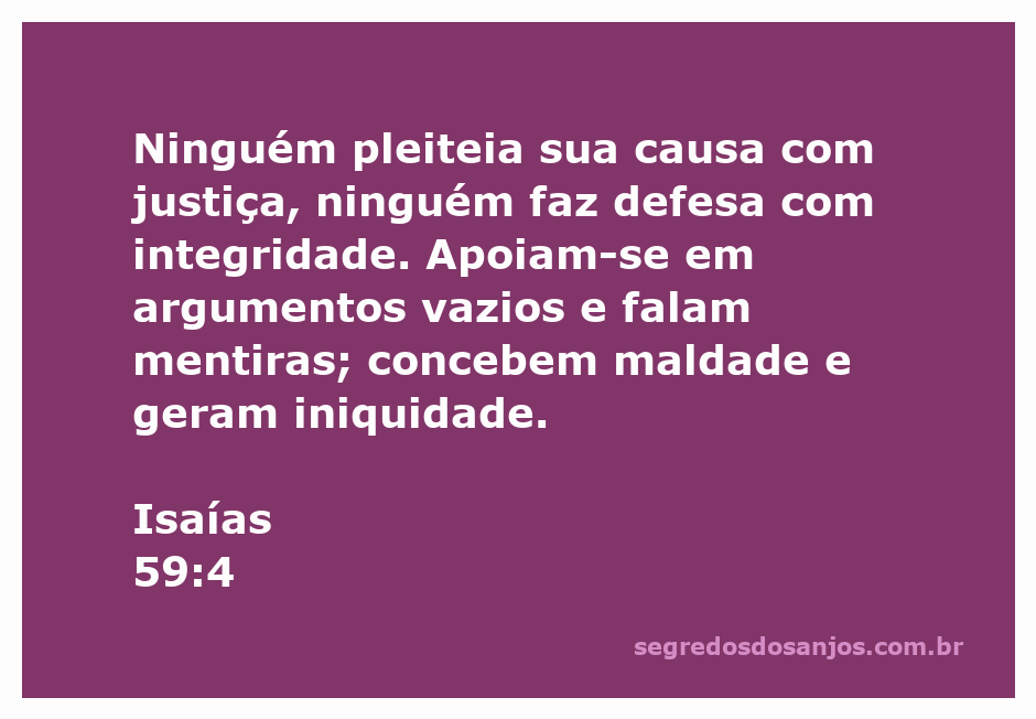 Imagem ilustrativa do versículo Isaías 59:4, representando a falta de justiça e a prevalência de mentiras.