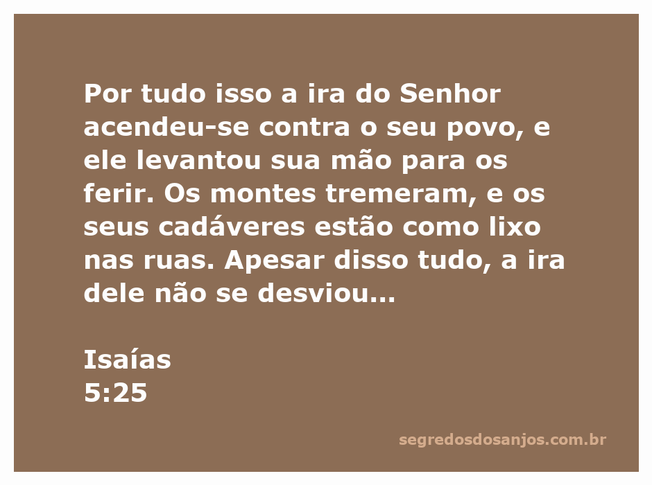 Ilustração do versículo Isaías 5:25, mostrando a ira do Senhor e a devastação sobre o povo.