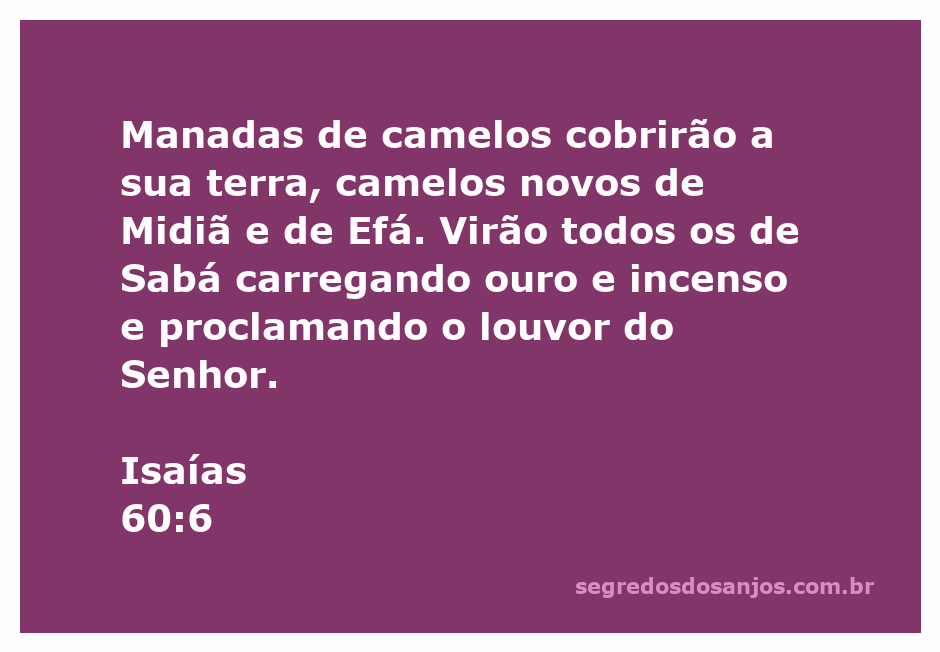 Imagem representando camelos de Midiã e de Efá trazendo presentes ao Senhor, simbolizando a abundância e a adoração.