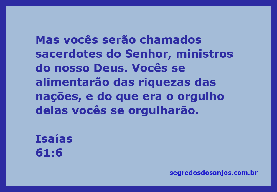 Imagem representativa de sacerdotes do Senhor, simbolizando serviço e riqueza espiritual conforme Isaías 61:6.