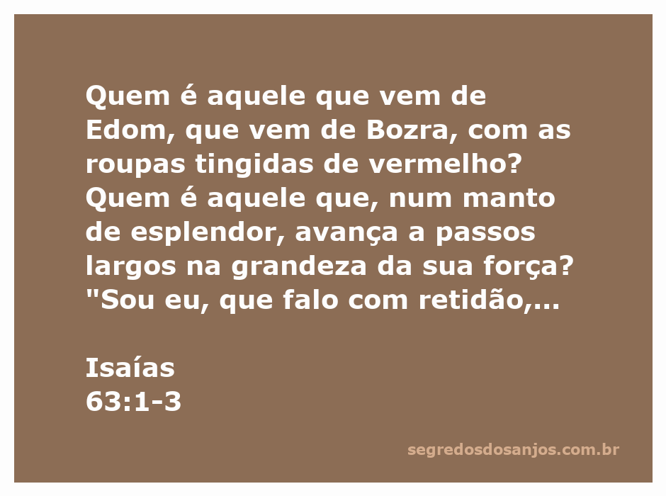 Imagem representativa de Isaías 63:1-3, mostrando uma figura poderosa com roupas vermelhas, simbolizando a justiça e a salvação.