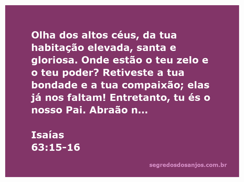 Imagem representativa da passagem de Isaías 63:15-16, destacando a relação entre Deus e Seu povo como Pai e Redentor.