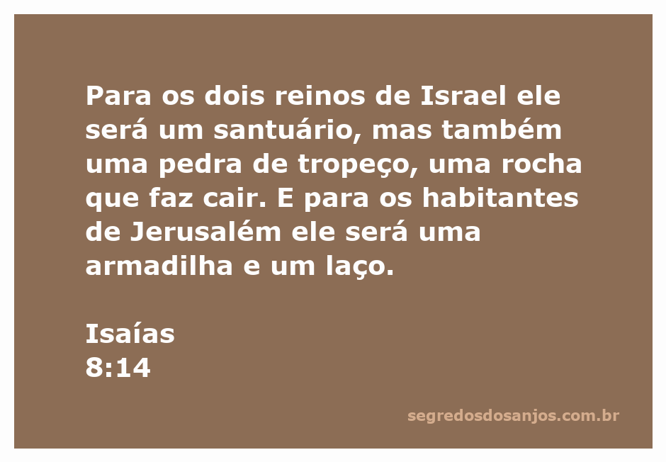 Imagem representativa do versículo Isaías 8:14, mostrando uma pedra de tropeço e um santuário espiritual.