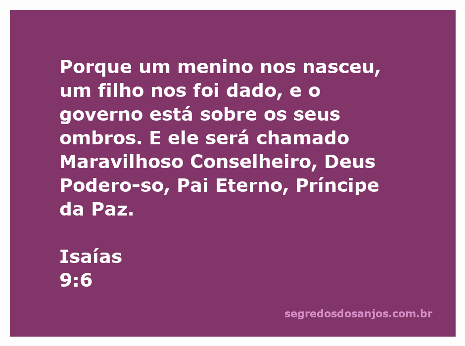 Imagem ilustrativa do versículo Isaías 9:6, destacando o nascimento do menino que é chamado Maravilhoso Conselheiro e Príncipe da Paz.