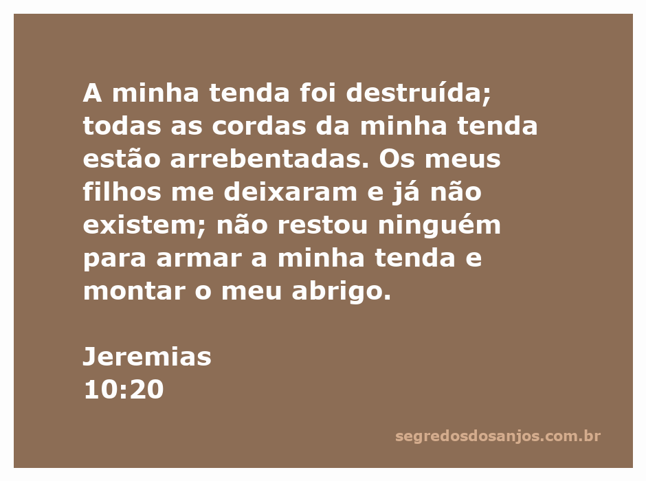 Ilustração da tristeza e desolação expressas em Jeremias 10:20, com uma tenda destruída e cordas arrebentadas.