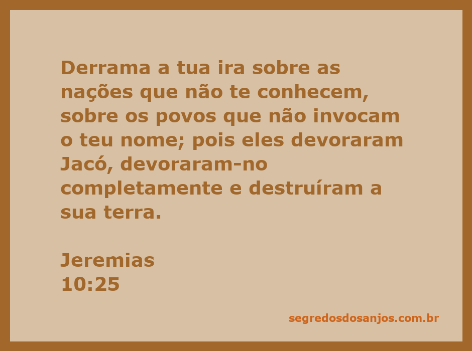 Ilustração de Jeremias 10:25, destacando a ira de Deus sobre as nações que não O conhecem.