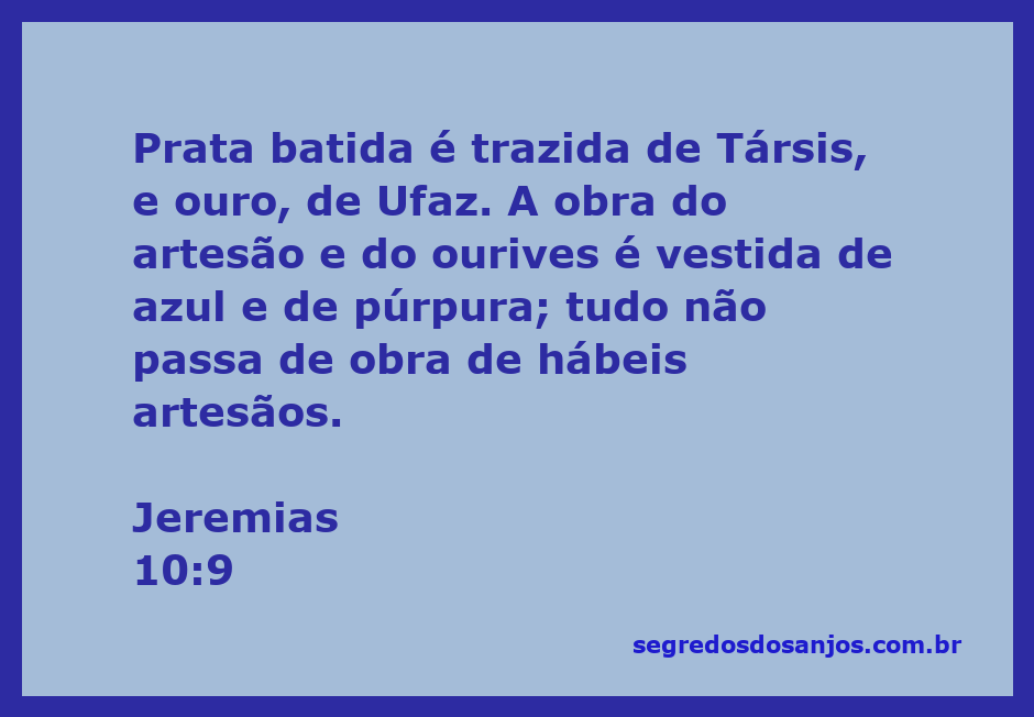 Ilustração de prata e ouro trabalhados por artesãos, simbolizando o versículo de Jeremias 10:9.