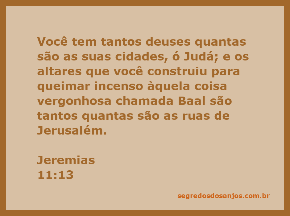 Imagem representativa de Jeremias 11:13 com destaque para a idolatria em Judá e os altares a Baal.