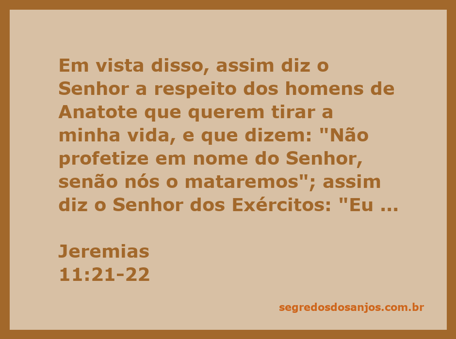 Ilustração da passagem bíblica Jeremias 11:21-22, mostrando a advertência do Senhor sobre os homens de Anatote.