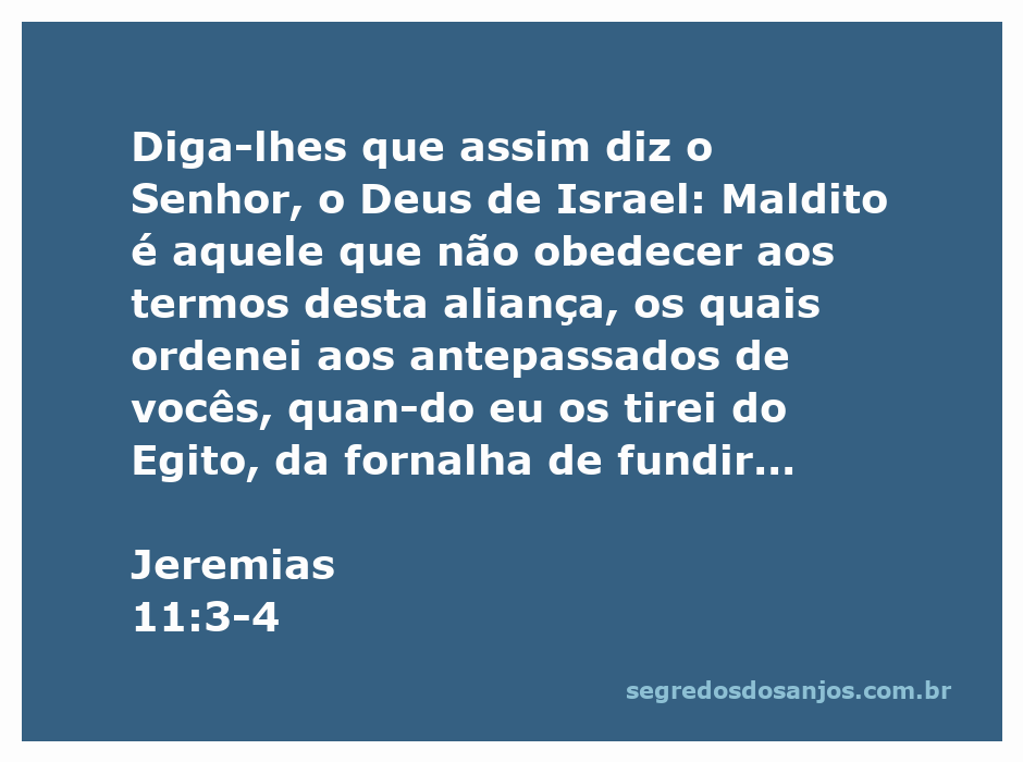 Ilustração do versículo Jeremias 11:3-4, destacando a aliança de Deus com seu povo e a importância da obediência.