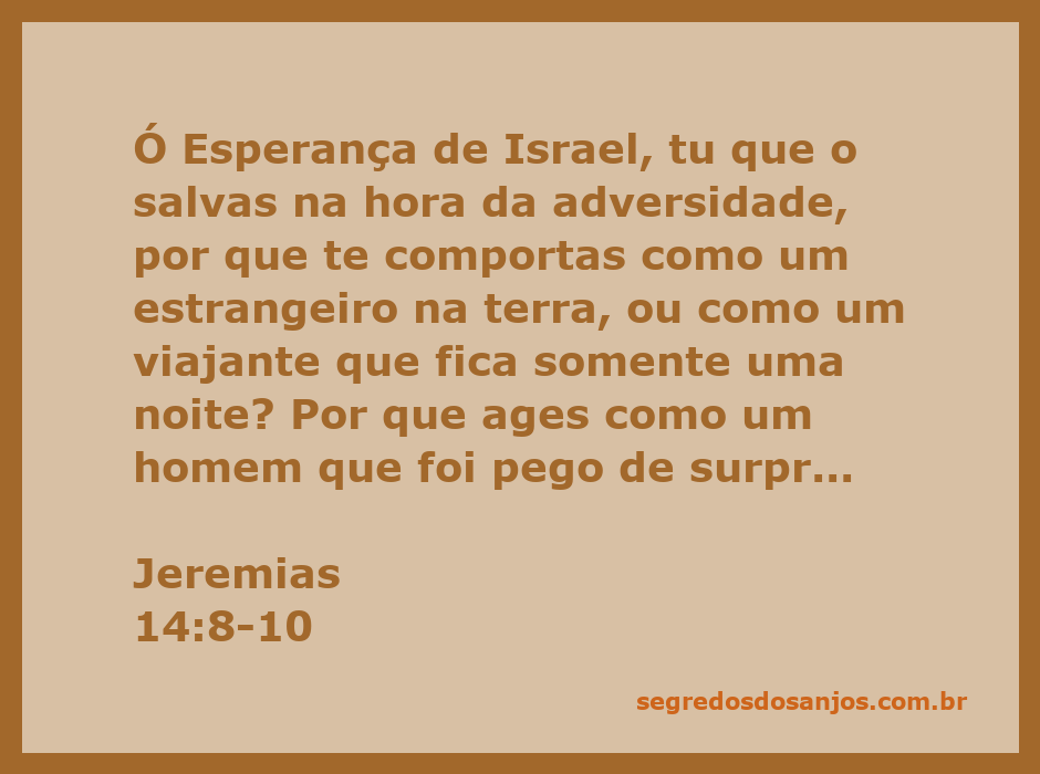 Imagem representativa da passagem de Jeremias 14:8-10, destacando a esperança de Israel em meio à adversidade.