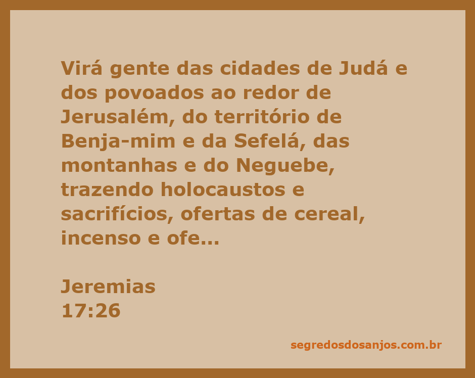 Pessoas trazendo ofertas ao templo do Senhor, conforme descrito em Jeremias 17:26.