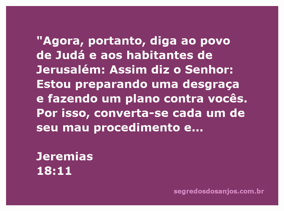 Imagem representativa do versículo Jeremias 18:11, destacando a mensagem de arrependimento e correção.