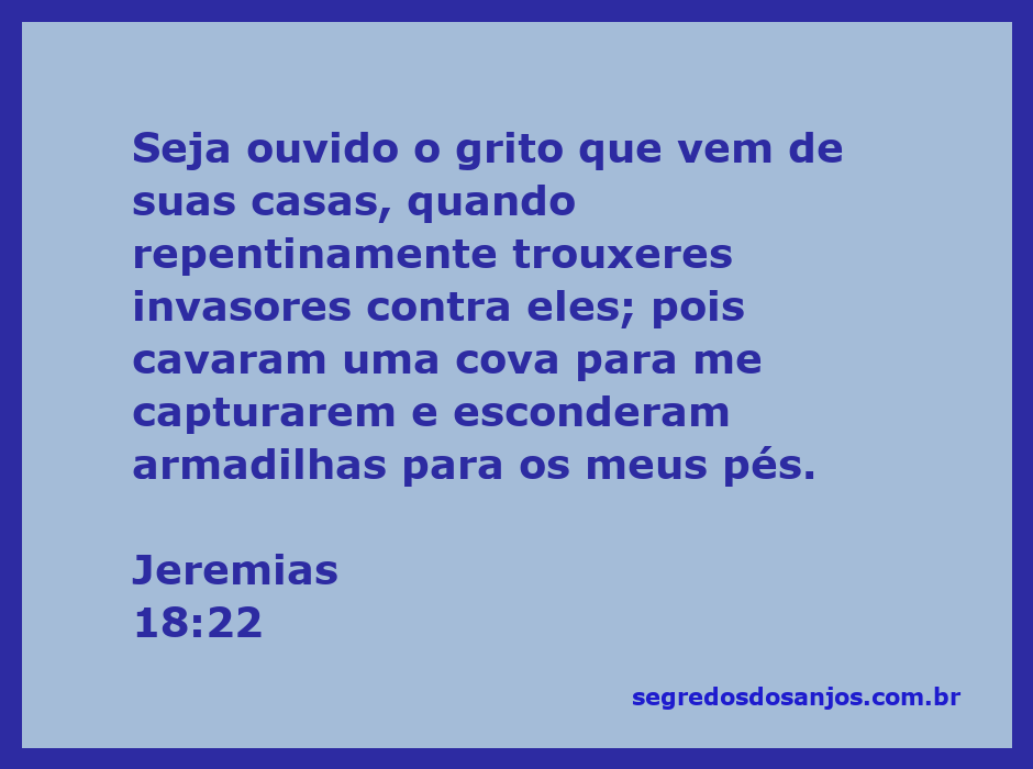 Imagem ilustrativa do versículo Jeremias 18:22, simbolizando a traição e armadilhas contra o povo.