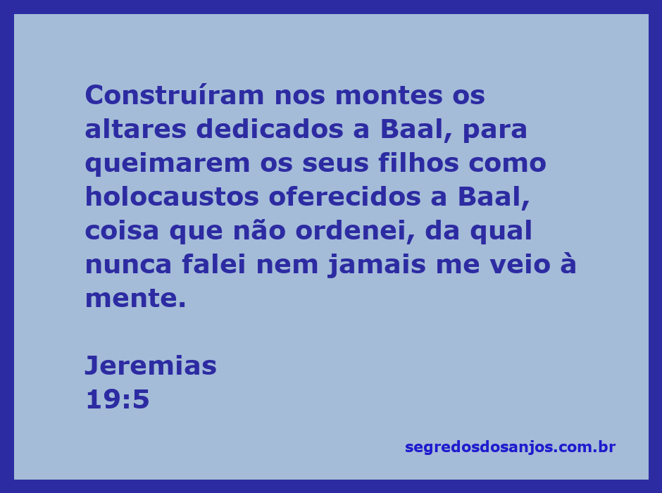 Ilustração de altares antigos dedicados a Baal, simbolizando práticas de sacrifício mencionadas em Jeremias 19:5.