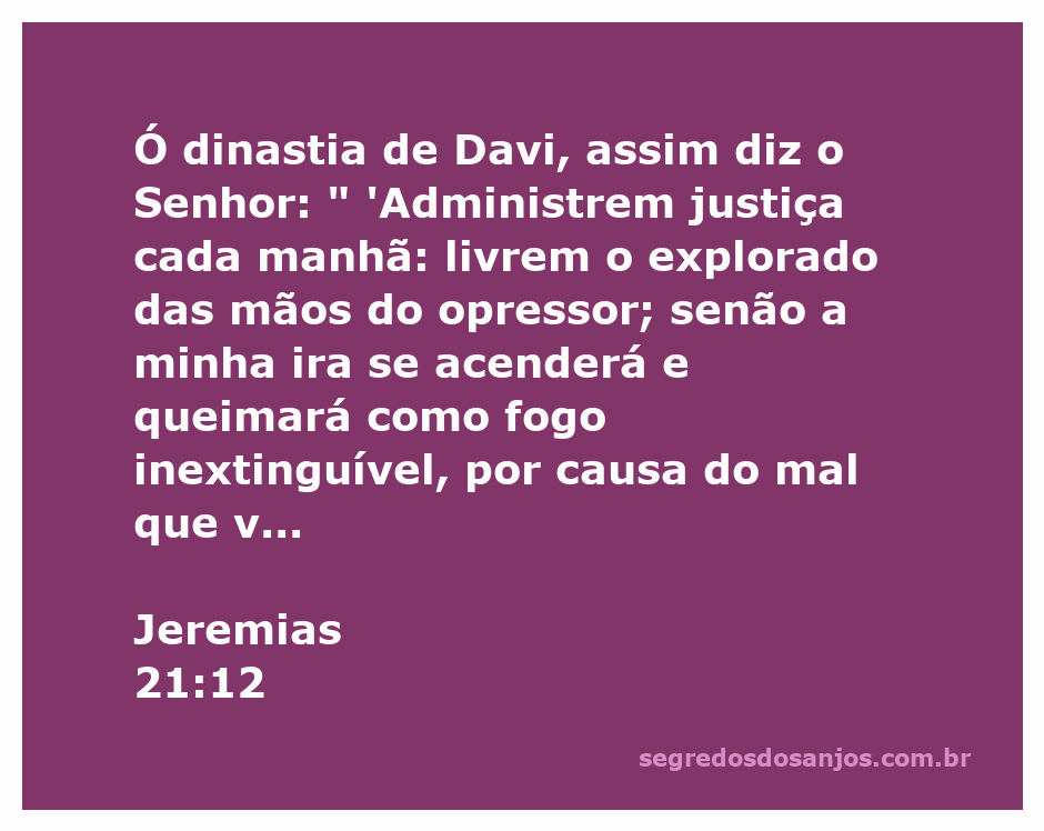 Imagem representando o versículo Jeremias 21:12, que fala sobre a importância da justiça na dinastia de Davi.