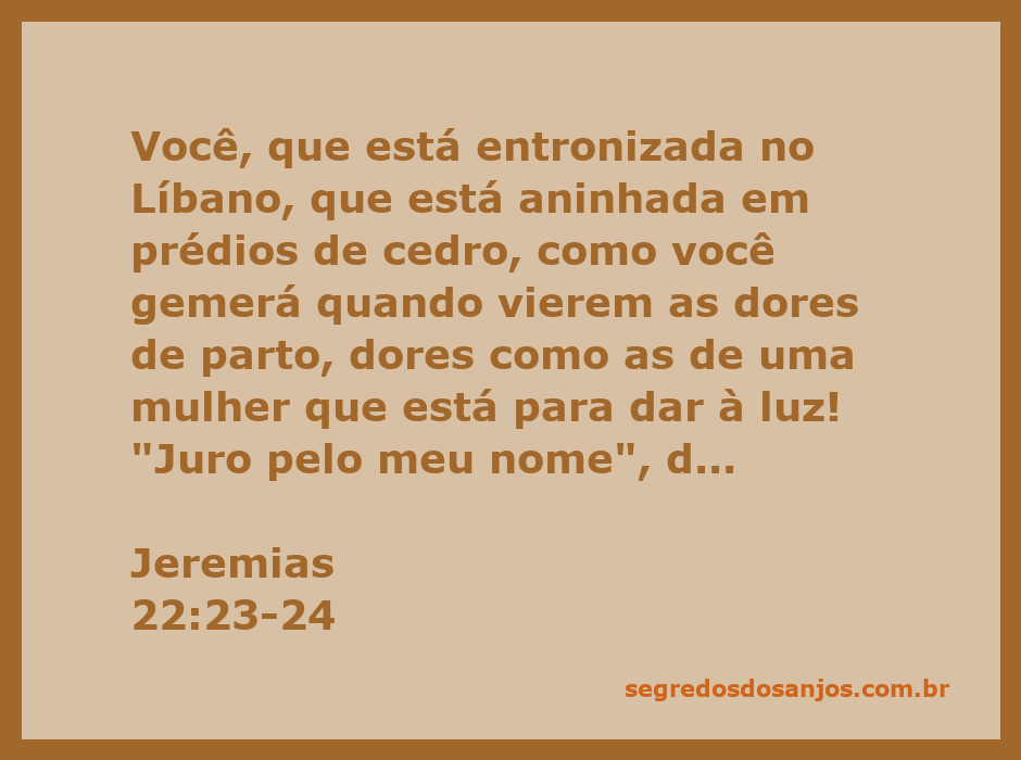 Ilustração de Jeremias 22:23-24, retratando a imagem de uma mulher em dores de parto, simbolizando a angústia e a advertência de Deus ao rei Joaquim.