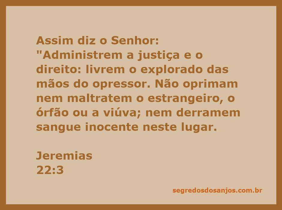 Ilustração do versículo Jeremias 22:3, enfatizando a justiça e a proteção dos vulneráveis.