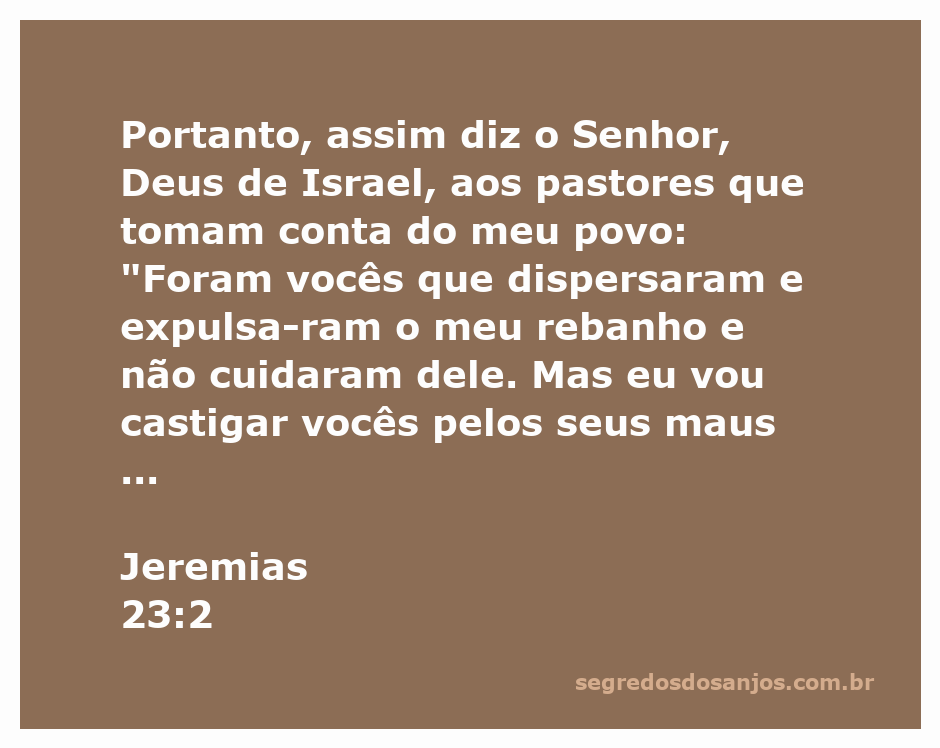 Imagem representativa do versículo Jeremias 23:2, destacando a mensagem de alerta aos pastores do povo de Deus.