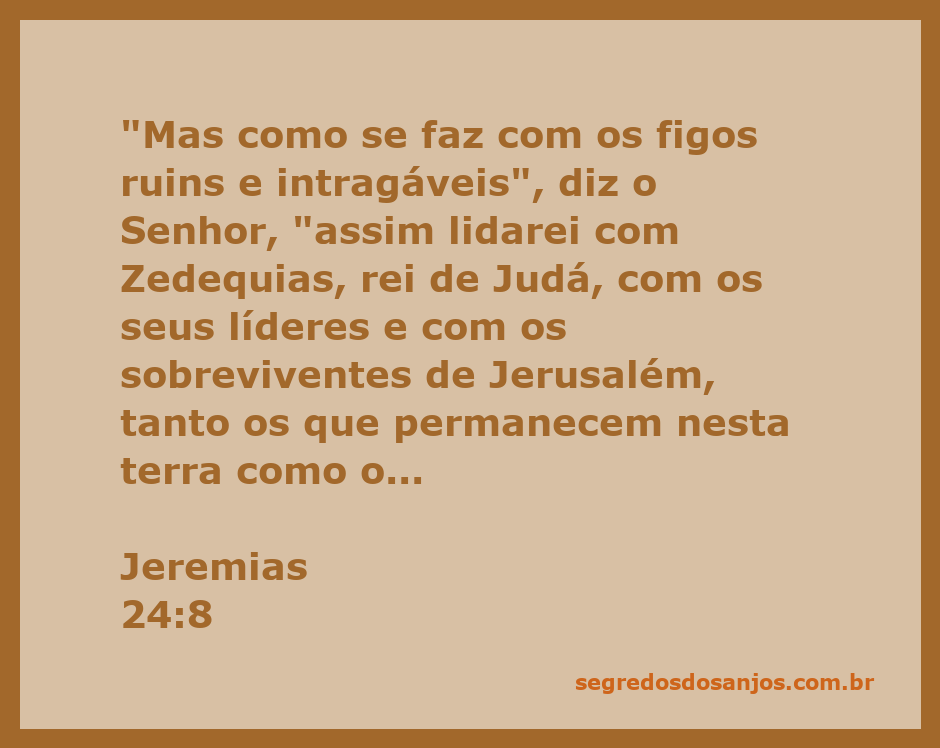 Imagem ilustrativa do versículo Jeremias 24:8, que fala sobre o destino de Zedequias e os líderes de Judá, comparando-os a figos ruins.