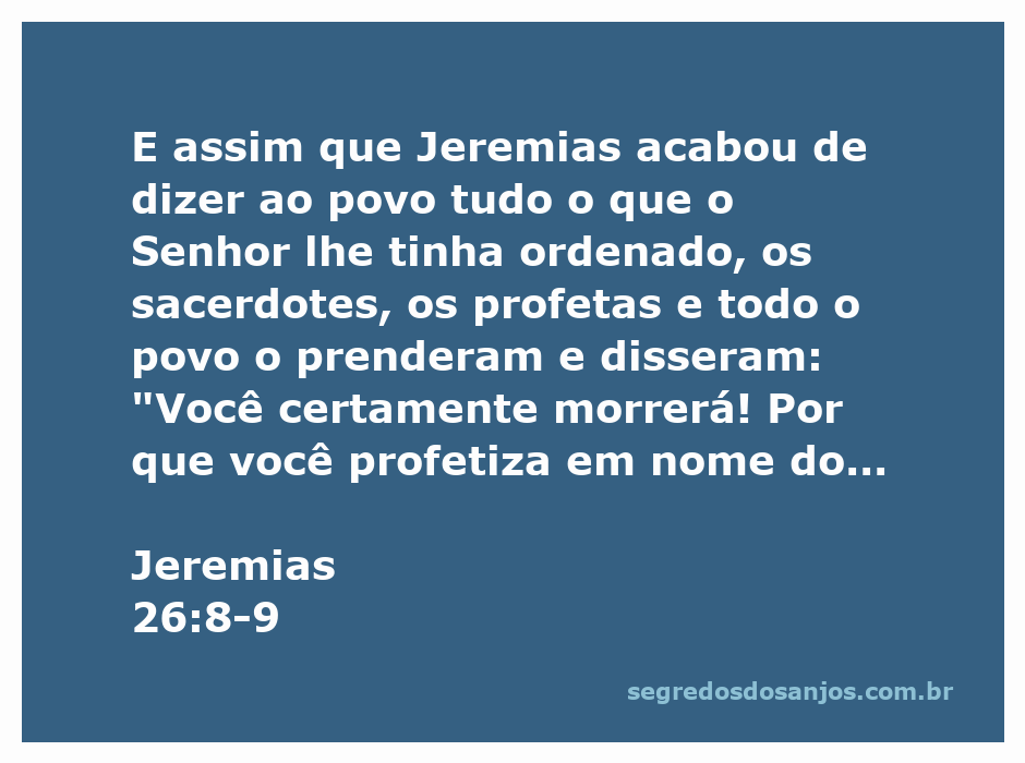 Jeremias profetizando no templo, cercado por sacerdotes e profetas que o acusam.