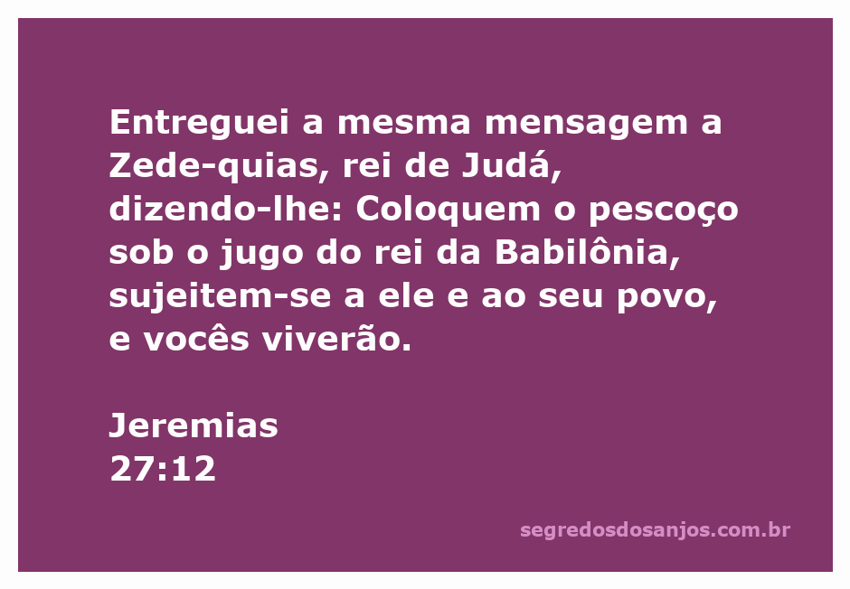 Representação da mensagem de Jeremias para Zedequias, enfatizando a submissão ao rei da Babilônia.