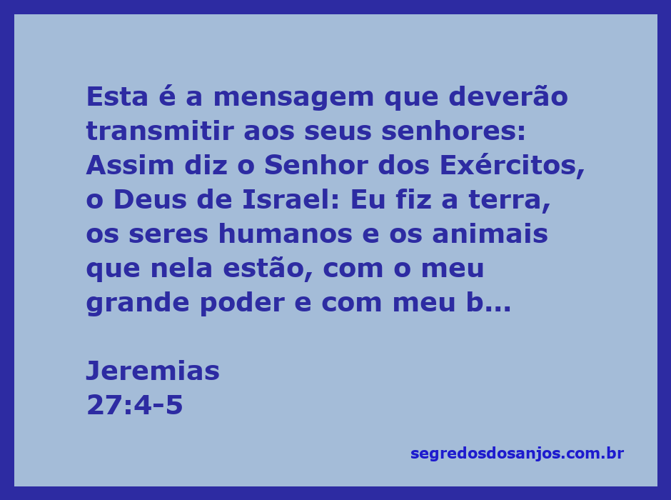 Imagem representativa da passagem Jeremias 27:4-5, destacando o poder de Deus na criação da terra e dos seres vivos.