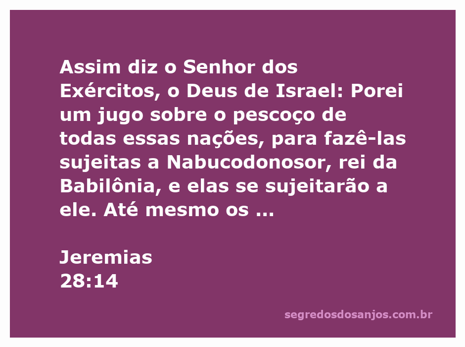 Imagem representando a submissão das nações ao jugo de Nabucodonosor, conforme descrito em Jeremias 28:14.