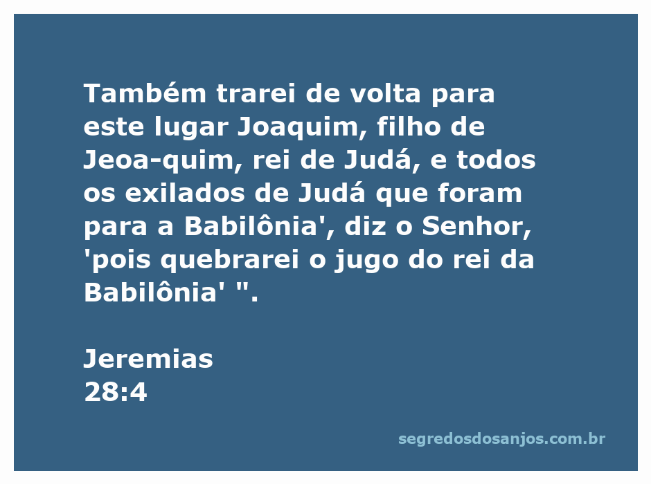 Imagem de uma representação da passagem bíblica Jeremias 28:4, que fala sobre o retorno dos exilados de Judá