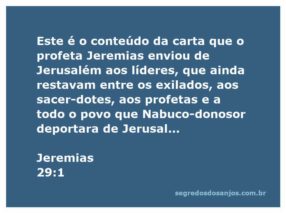 Imagem que ilustra a carta do profeta Jeremias enviada aos exilados em Babilônia.