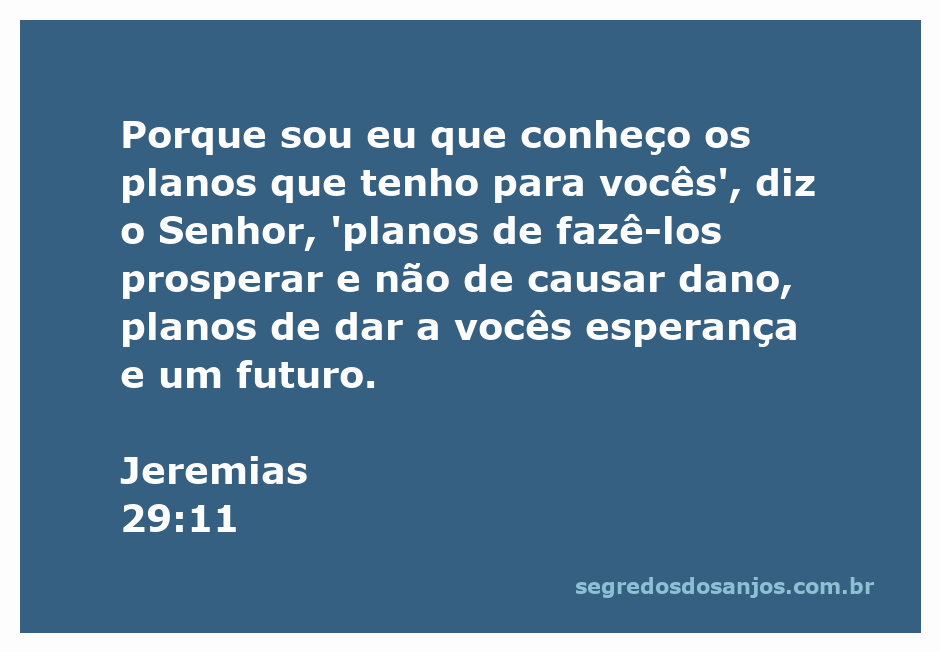 Imagem inspiradora com o versículo Jeremias 29:11, destacando os planos de Deus para prosperidade e esperança.