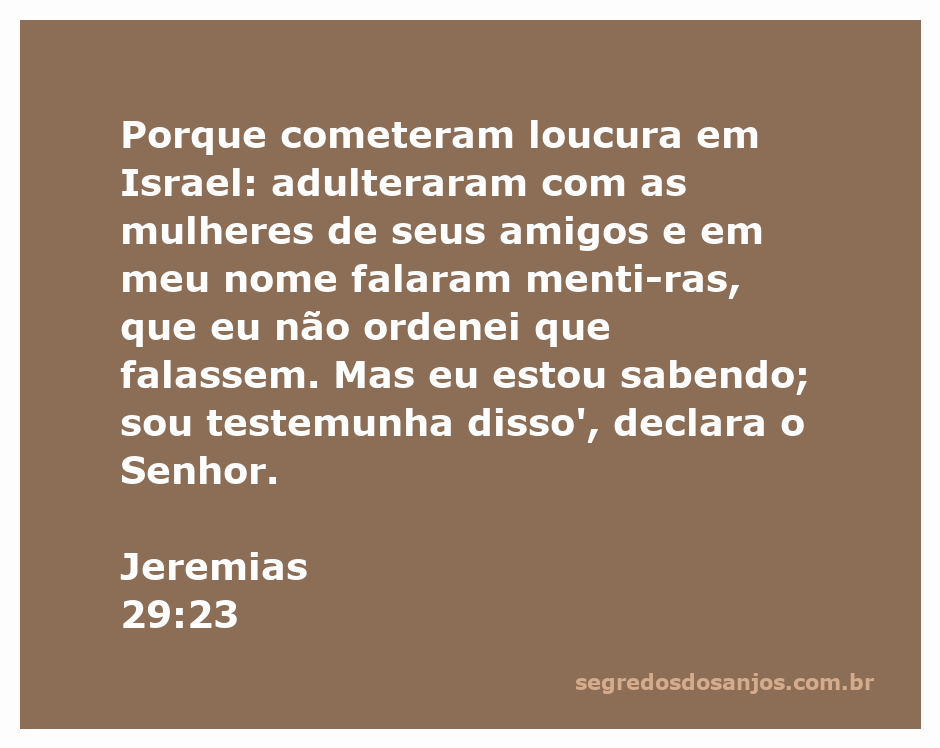 Imagem representativa da passagem de Jeremias 29:23, destacando a advertência sobre falsidade e adultério em Israel.