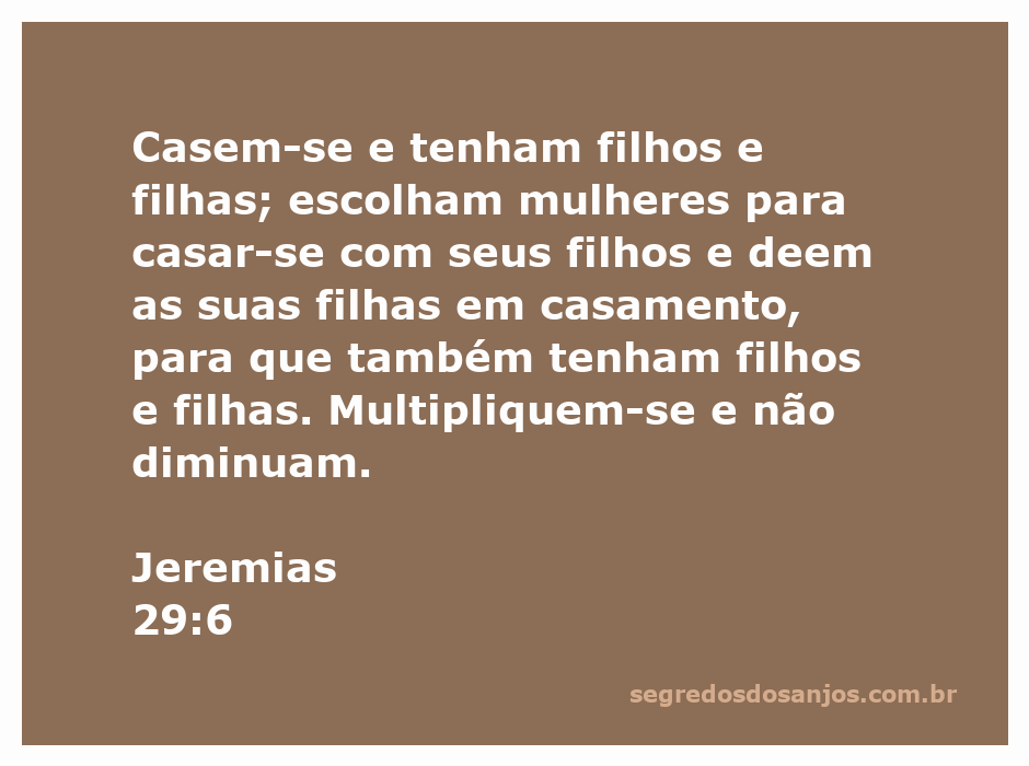 Ilustração do versículo Jeremias 29:6 sobre casamento e multiplicação de famílias.