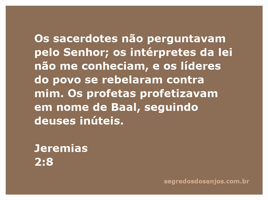 Os sacerdotes e líderes do povo se afastam de Deus, enquanto os profetas seguem deuses falsos.